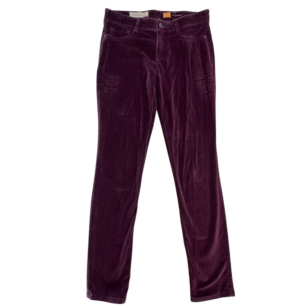 Pilcro and the‎ Letterpress Pants Women 27 Purple Serif Velvet Anthropologie